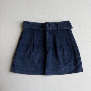 Emory Park Navy Blue Corduroy Skirt With Front Belt
